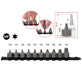 KS Tools set nasadnih nastavaka kratkih 3/8