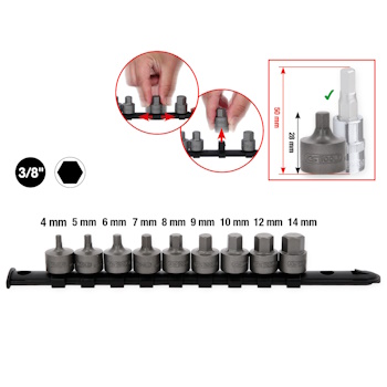 KS Tools set šestougaonih nastavaka kratkih 3/8 KS Tools set šestougaonih nastavaka kratkih 3/8