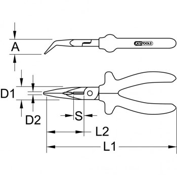 KS Tools ravna okrugla klešta povijena SlimPOWER 210mm 115.2113-1