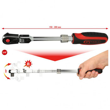 KS Tools teleskopski zglobni prebaciv ustavljački ključ 72 zuba 1/4 KS Tools teleskopski zglobni prebaciv ustavljački ključ 72 zuba 1/4