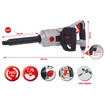 KS Tools pneumatski udarni odvijač 3405Nm 504 mm 3/4 KS Tools pneumatski udarni odvijač 3405Nm 504 mm 3/4
