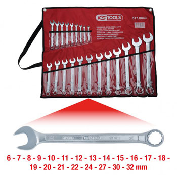 KS Tools set duplih okasto-viljuškastih ključeva, pod uglom 21-delni 6-32mm 517.0043-1