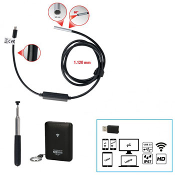 KS Tools set Wi-Fi videoskopa sa Ø 6,0 mm 0° i 90° HD sondom s prednjom kamerom prebacivi 4-delni 550.7540-2