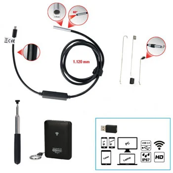 KS Tools set Wi-Fi videoskopa sa Ø 3,9 mm 0° HD sondom s prednjom kamerom 7-delni 550.7520 KS Tools set Wi-Fi videoskopa sa Ø 3,9 mm 0° HD sondom s prednjom kamerom 7-delni 550.7520