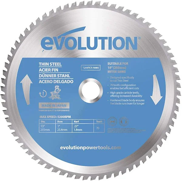Evolution list testere 255mm multi EVO255-STEEL TCT 70 zuba Evolution list testere 255mm multi EVO255-STEEL TCT 70 zuba