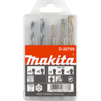 Makita set burgija za metal i drvo 5 komada 1/4 šestougaoni prihvat D-20769 Makita set burgija za metal i drvo 5 komada 1/4 šestougaoni prihvat D-20769