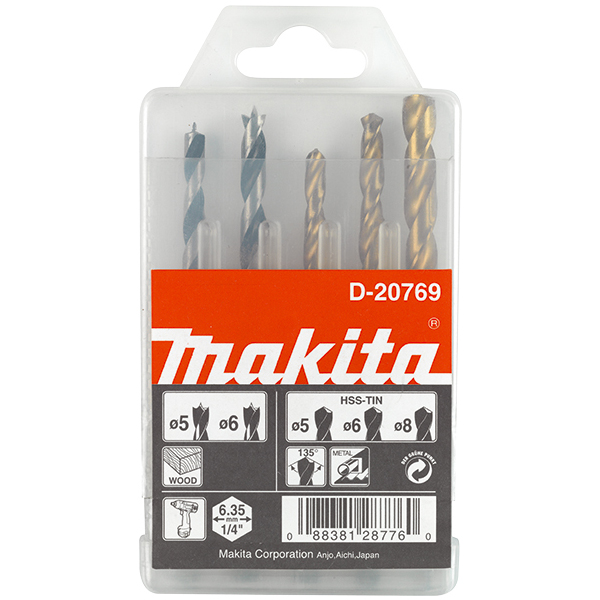 Makita set burgija za metal i drvo 5 komada 1/4 šestougaoni prihvat D-20769 Makita set burgija za metal i drvo 5 komada 1/4 šestougaoni prihvat D-20769