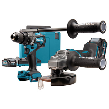 Makita XGT komplet - akumulatorska bušilica-odvijač XGT 40V + akumulatorska ugaona brusilica 125mm XGT 40V + punjač + 2 baterije + kofer DK0124G201-1