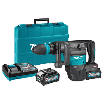 Makita XGT akcijski set - akumulatorski čekić za rušenje XGT 40V 4,0Ah + akumulatorska udarna bušilica-odvijač XGT 40V HM001GM201+HP002GZ-1