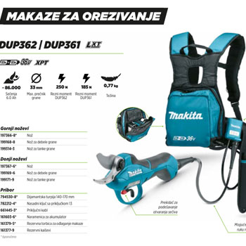 Makita akumulatorske makaze za grane/lozu DUP361Z-3