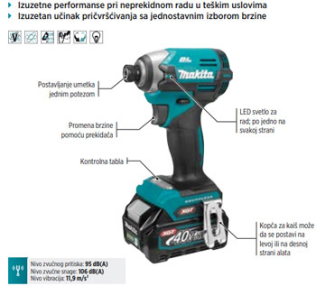 Makita akumulatorski udarni odvijač 1/4