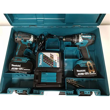 Makita LXT set - akumulatorska udarna bušilica-odvijač DHP484Z + akumulatorski udarni odvijač DTD153Z + punjač + 2 baterije + kofer DLX2180X-8