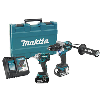 Makita LXT set - akumulatorska udarna bušilica-odvijač DHP481Z + akumulatorski udarni odvijač DTW285Z + punjač + 2 baterije + kofer DLX2185T-1