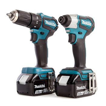 Makita LXT set - akumulatorska udarna bušilica-odvijač DHP483Z + akumulatorski udarni odvijač DTD155Z + punjač + 2 baterije + Makpac DLX2221JX2-8