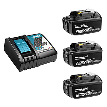 Makita LXT set - akumulatorska bušilica-odvijač DDF486Z + akumulatorska ugaona brusilica DGA513Z + punjač + 3 baterije + Makpac DLX2431TJ-8