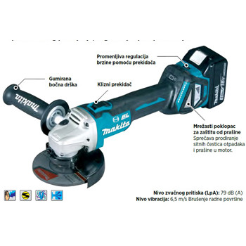 Makita akumulatorska ugaona brusilica DGA513Z-1