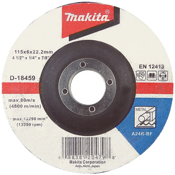 Makita brusni diskovi sa presovanim centrom za čelik 125 mm D-18465