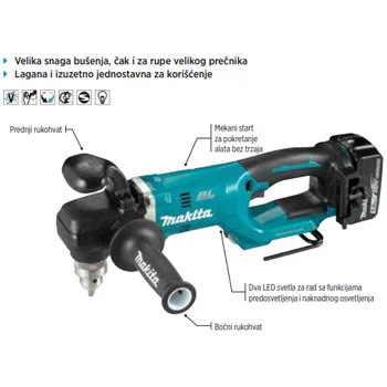 Makita akumulatorska ugaona bušilica DDA450ZK Makita akumulatorska ugaona bušilica DDA450ZK