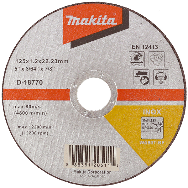 Makita disk za sečenje nerđajućeg čelika 125 mm D-18770 Makita disk za sečenje nerđajućeg čelika 125 mm D-18770