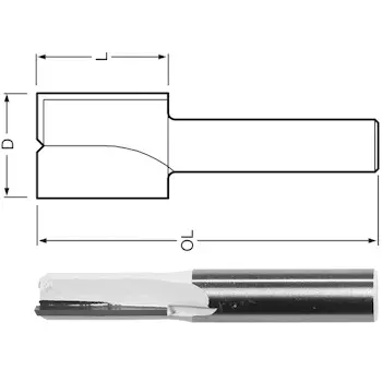 Makita ravno glodalo sa 2 zupca D-47503-1