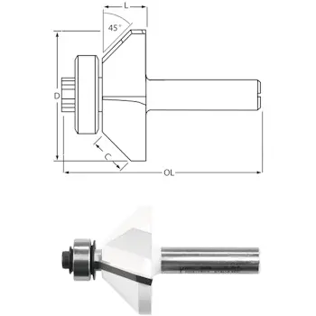 Makita konturno glodalo za zakošenje rubova sa ležajem D-48658-1