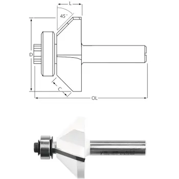 Makita konturno glodalo za zakošenje rubova sa ležajem D-48686-1