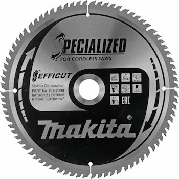 Makita list za testeru od tvrdog metala EFFICUT 260mm B-67290 Makita list za testeru od tvrdog metala EFFICUT 260mm B-67290