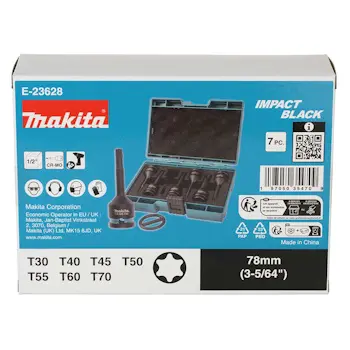Makita nasadni ključevi Impact Black Torx 1/2″ set 7/1 E-23628-2