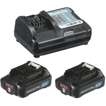 Makita SET 13 - 2 baterije 10.8V, 2 Ah BL1021B sa indikatorom napunjenosti + brzi punjač DC10WD Makita SET 13 - 2 baterije 10.8V, 2 Ah BL1021B sa indikatorom napunjenosti + brzi punjač DC10WD