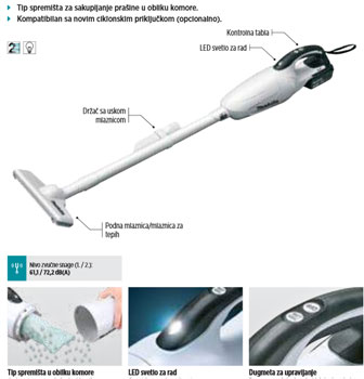 Makita akumulatorski usisivač DCL181FZW Makita akumulatorski usisivač DCL181FZW