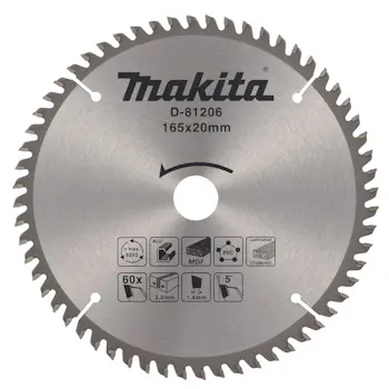 Makita višenamenski cirkularni list za različite materijale 165x20x2.2mm 60T 5g D-81206 Makita višenamenski cirkularni list za različite materijale 165x20x2.2mm 60T 5g D-81206