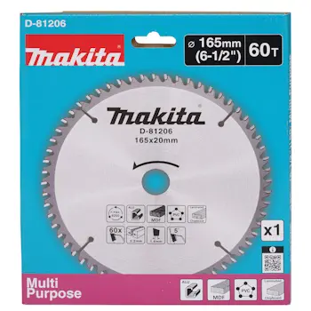 Makita višenamenski cirkularni list za različite materijale 165x20x2.2mm 60T 5g D-81206 Makita višenamenski cirkularni list za različite materijale 165x20x2.2mm 60T 5g D-81206