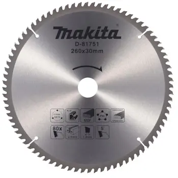 Makita višenamenski list testere 260x30x2.6 80T 5g D-81751 Makita višenamenski list testere 260x30x2.6 80T 5g D-81751
