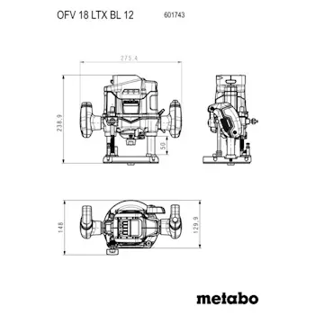 Metabo akumulatorska glodalica za drvo 18V OFV 18 LTX BL 12 601743840 Metabo akumulatorska glodalica za drvo 18V OFV 18 LTX BL 12 601743840