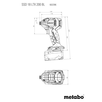 Metabo akumulatorski udarni odvrtač SSD 18 LTX 200 BL Solo 602396890 Metabo akumulatorski udarni odvrtač SSD 18 LTX 200 BL Solo 602396890