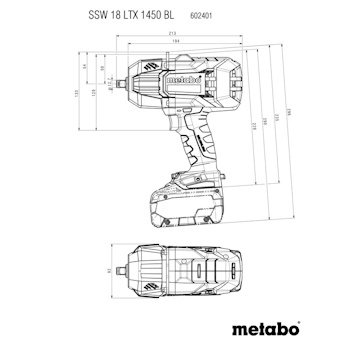 Metabo akumulatorski udarni odvrtač SSW 18 LTX 1450 BL Solo 602401850 Metabo akumulatorski udarni odvrtač SSW 18 LTX 1450 BL Solo 602401850