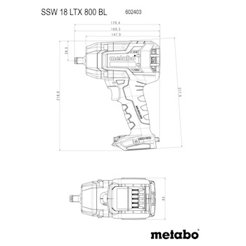 Metabo akumulatorski udarni odvrtač SSW 18 LTX 800 BL Solo 602403850 Metabo akumulatorski udarni odvrtač SSW 18 LTX 800 BL Solo 602403850