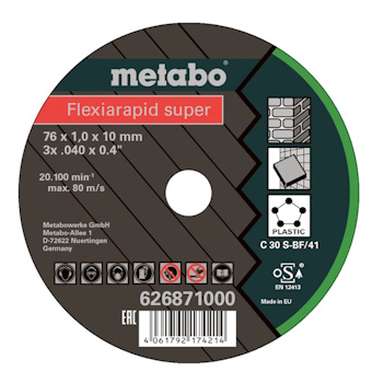 Metabo Flexiarapid Super rezna ploča universal 76x1.0x10.0mm set 5/1 626871000 Metabo Flexiarapid Super rezna ploča universal 76x1.0x10.0mm set 5/1 626871000