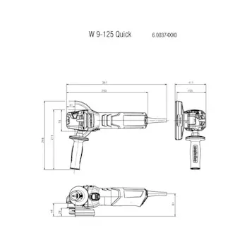 Metabo W 9-125 Quick ugaona brusilica 900 W, 125 mm, Marathon, M-Quick 600374000-3 Metabo W 9-125 Quick ugaona brusilica 900 W, 125 mm, Marathon, M-Quick 600374000-3
