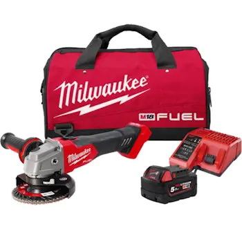 Milwaukee aku brusilica sa kliznim prekidačem 125mm 18V 5Ah M18 FSAG125X-501B 4933500779 Milwaukee aku brusilica sa kliznim prekidačem 125mm 18V 5Ah M18 FSAG125X-501B 4933500779