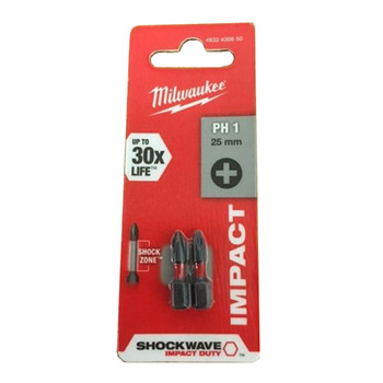 Milwaukee bitsevi krstasti PH ojačani - udarni PH1 2 kom 4932430850 Milwaukee bitsevi krstasti PH ojačani - udarni PH1 2 kom 4932430850