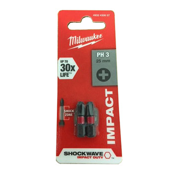 Milwaukee bitsevi krstasti PH ojačani - udarni PH3 2 kom 4932430857 Milwaukee bitsevi krstasti PH ojačani - udarni PH3 2 kom 4932430857