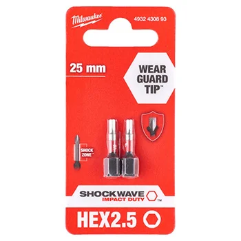 Milwaukee udarni bitsevi HEX 2.5 x 25mm 1/4 Milwaukee udarni bitsevi HEX 2.5 x 25mm 1/4