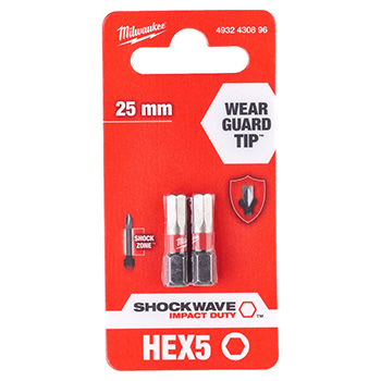 Milwaukee udarni bitsevi HEX 5 x 25mm 1/4 Milwaukee udarni bitsevi HEX 5 x 25mm 1/4