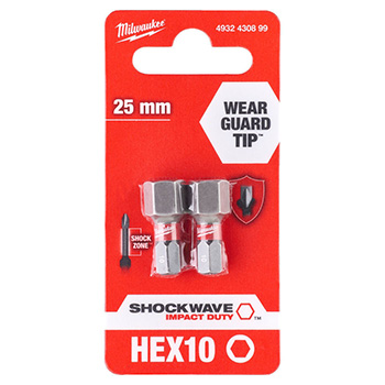 Milwaukee udarni bitsevi HEX 10 x 25mm 1/4 Milwaukee udarni bitsevi HEX 10 x 25mm 1/4