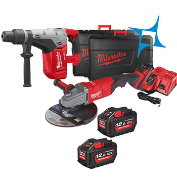 Milwaukee aku set 1 (čekić bušilica + brusilica + 2 baterije 12Ah + punjač + 2 kofera) M18 FHPPP2A-122C 4933464902 Milwaukee aku set 1 (čekić bušilica + brusilica + 2 baterije 12Ah + punjač + 2 kofera) M18 FHPPP2A-122C 4933464902