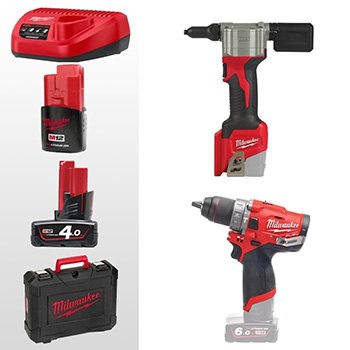 Milwaukee aku set - vibraciona bušilica-odvijač 12V + aku alat za pop nitne 12V + punjač + 2 baterije + kofer M12 FPP2S-422X SET Milwaukee aku set - vibraciona bušilica-odvijač 12V + aku alat za pop nitne 12V + punjač + 2 baterije + kofer M12 FPP2S-422X SET