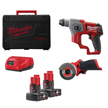 Milwaukee aku set - udarna bušilica + multi-alat za sečenje + punjač + 2 baterije + kofer M12 FPP2B2-402X Milwaukee aku set - udarna bušilica + multi-alat za sečenje + punjač + 2 baterije + kofer M12 FPP2B2-402X