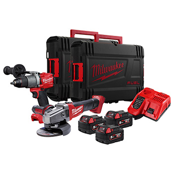 Milwaukee aku set - vibraciona bušilica-odvijač + ugaona brusilica + punjač + 3 baterije + 2 kofera M18 FPP2B2-503X Milwaukee aku set - vibraciona bušilica-odvijač + ugaona brusilica + punjač + 3 baterije + 2 kofera M18 FPP2B2-503X