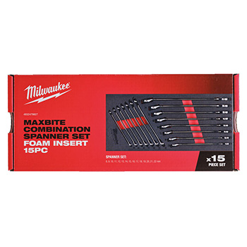 Milwaukee set viljuškasto-okastih ključeva MAX BITE™ 8-22mm 15/1 u penastom modulu 4932479827-4
